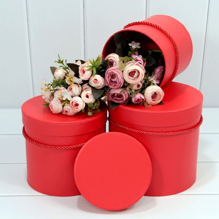 720112/163 Коробки Цилиндр Набор 1/3 18*17 Красный 1/12