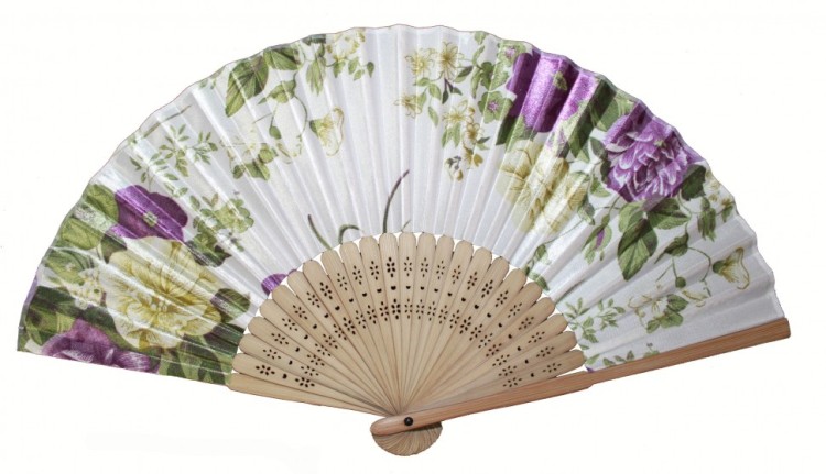 108168  Веер из бамбука и шёлка 21 см микс расцветок
