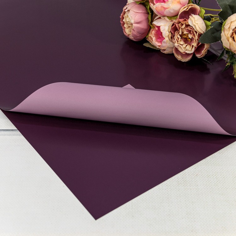 1631/7658 Плёнка в листах 55*55 (20 шт.) матовая двухсторонняя 65мкм Фиолетовый/Розовый 1/60