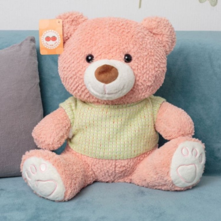 JX504016213 Мягкая игрушка Медведь розовый в желтой кофте модель Y16213 размер 40см