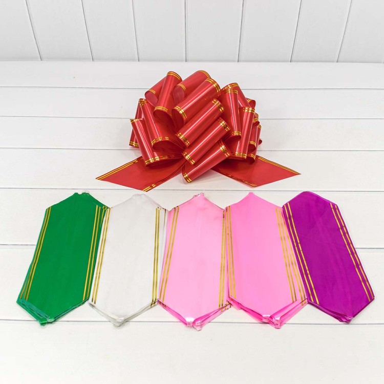 000525-100 Бант-шар 10см с золотой полосой (микс) 1/20 1/400