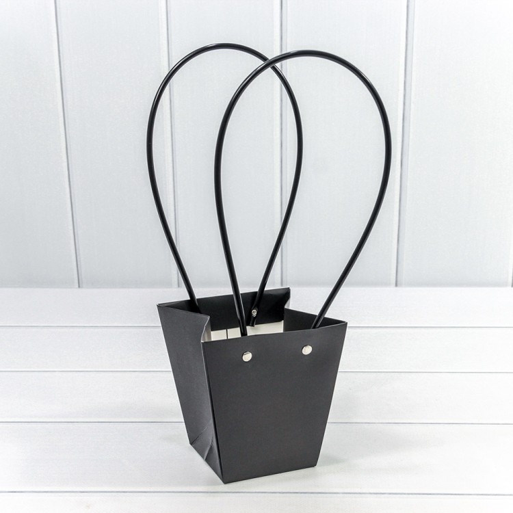 000172H Пакет подарочный Крафт "Ваза для цветов" Черный 12,5*12*8 1/10 1/150