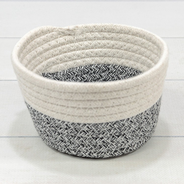 420165/75 Корзина плетёная Круглая 15*9 (±5%) из хлопка Белый/Серый 1/120 420165/75 Корзина плетёная Круглая 15*9 (±5%) из хлопка Белый/Серый 1/120
