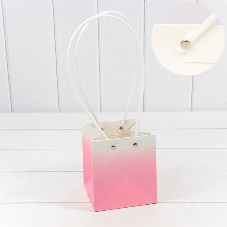 000184F/6 Пакет подарочный "Ваза для цветов" 13*11,5*11,5 260г "Градиент" Розовый 1/10 1/150