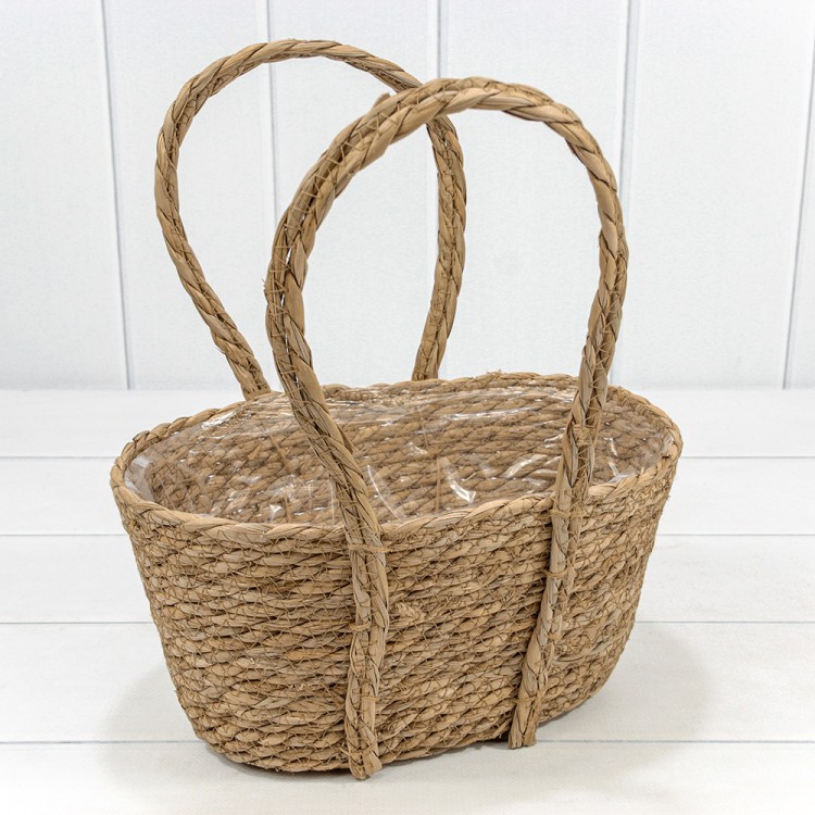 420209/3 Корзина плетёная 30*18*16 (±5%) из камыша с ручками Натуральный 1/24 420209/3 Корзина плетёная 30*18*16 (±5%) из камыша с ручками Натуральный 1/24