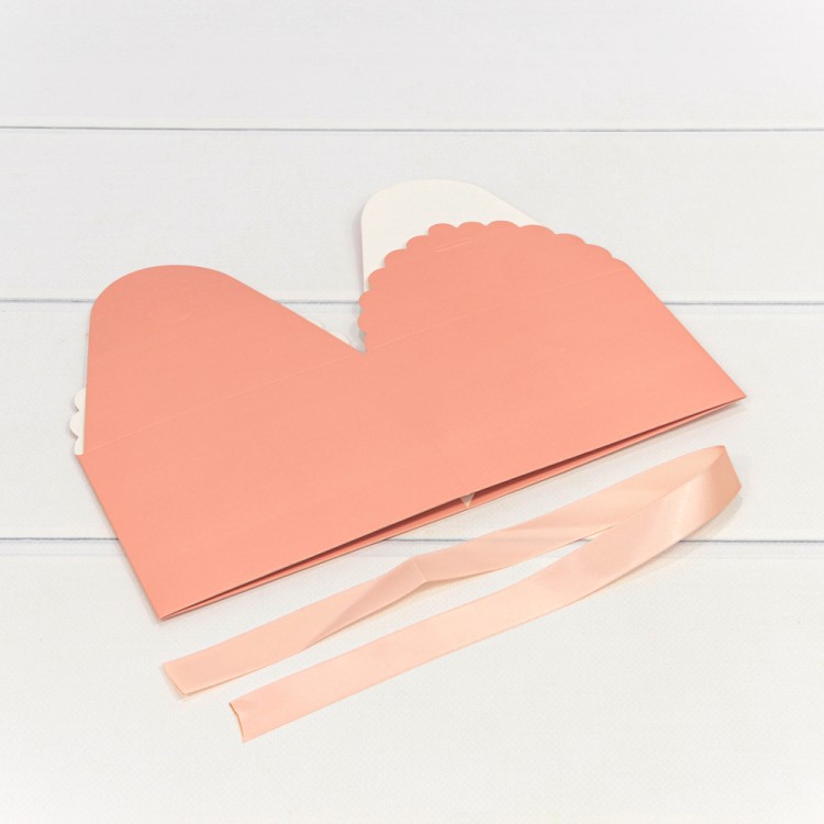 000920-7/2 Коробка Квадратная 14*14*10 сборная с атласной лентой Тёмно-пудровый 1/20 1/500