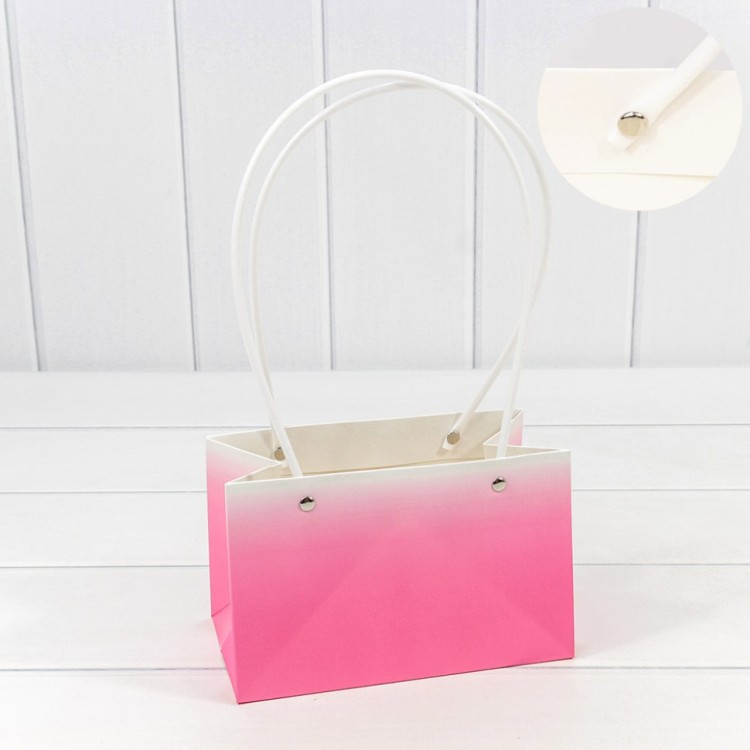 000184GA/9 Пакет подарочный "Ваза для цветов" 19*12*10,5 260г "Градиент" Тёмно-розовый 1/10 1/150