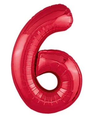 1207-5017 Шар цифра "6", 101см Металлик Red