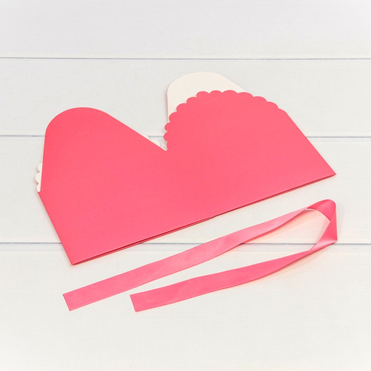 000920-7/4 Коробка Квадратная 14*14*10 сборная с атласной лентой Коралловый 1/20 1/500