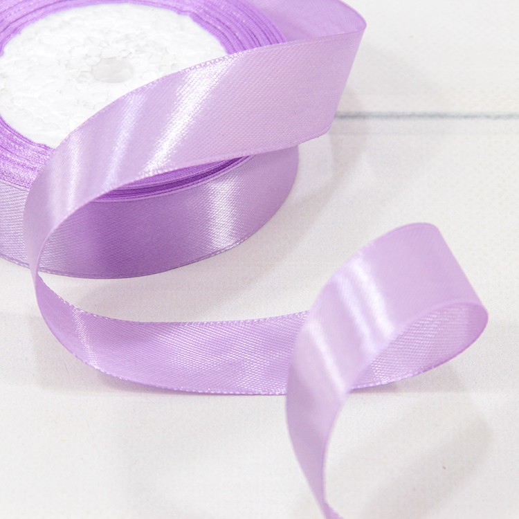 562-25/119  Лента Атласная Сатин 2,5см*25ярд Светло-фиалковый 1/5 1/120