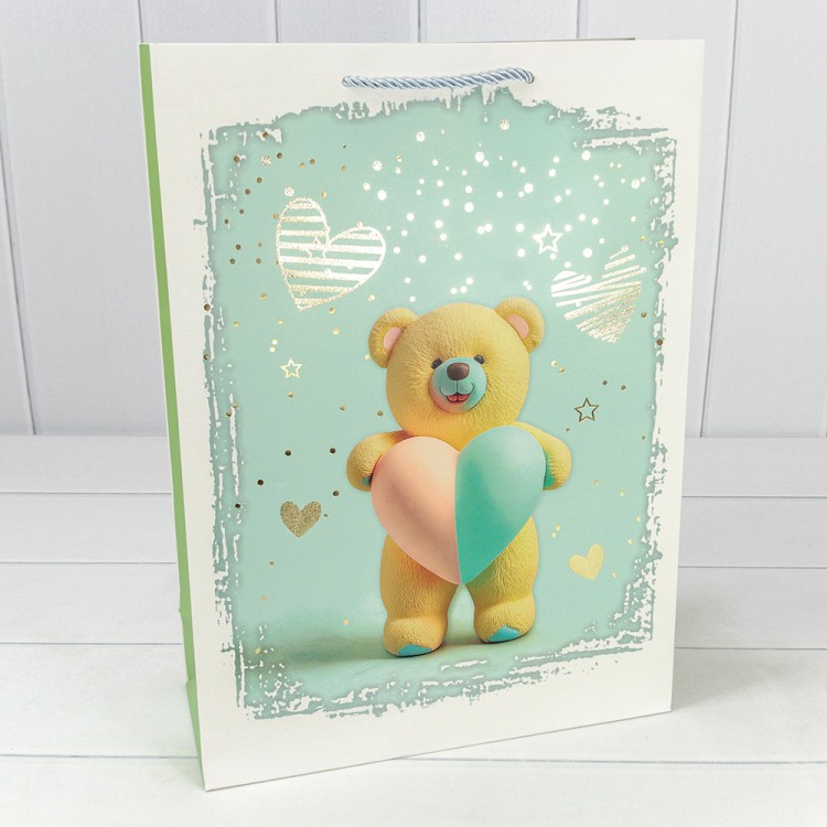 000314A Пакет подарочный с тиснением "Мишки" (микс) 30*41,5*12 210г 1/20 1/80