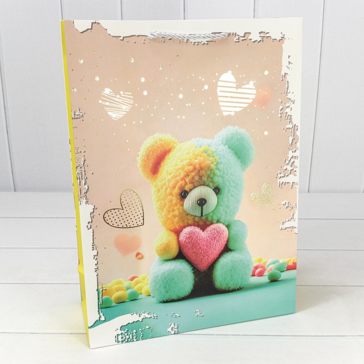 000314A Пакет подарочный с тиснением "Мишки" (микс) 30*41,5*12 210г 1/20 1/80