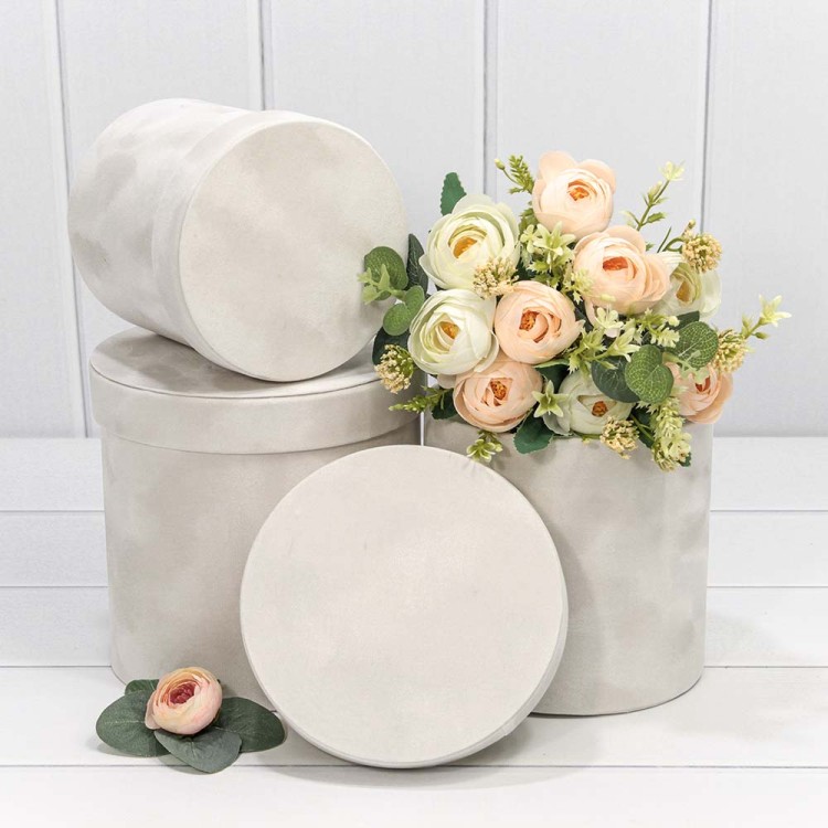 720112/132 Коробки Цилиндр Набор 1/3 18*17 "Бархатный" Белый 1/12