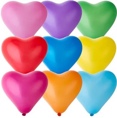 1105-0141 Шары Сердце 16см Пастель ассорти 100шт
