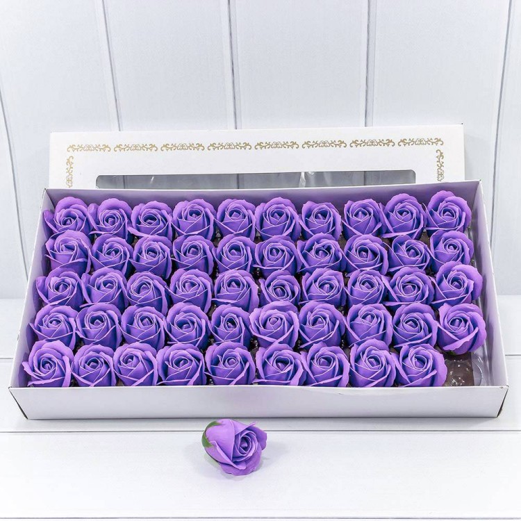 420058/45 Декоративный цветок-мыло "Роза" класс А Тёмно-фиолетовый 5,5*4 50шт. 1/20