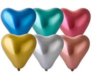 1105-0440 Шары Сердце 30см хром ассорти 50шт