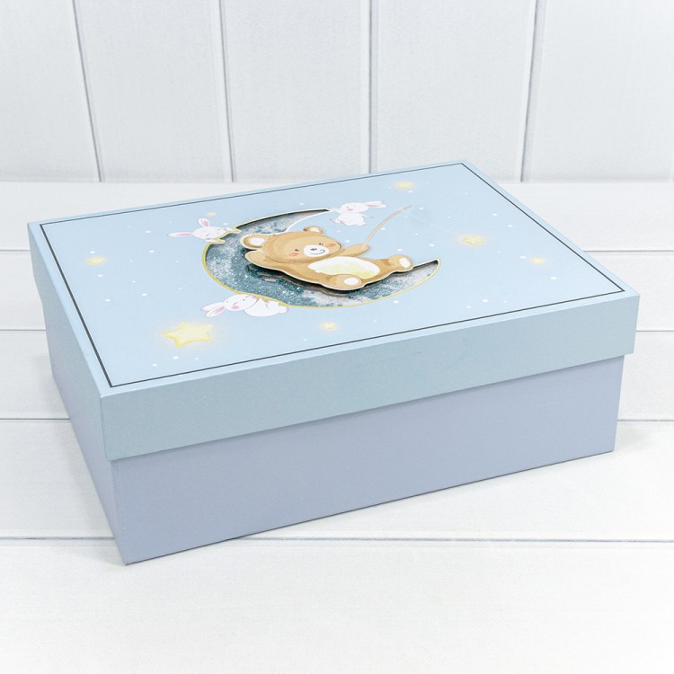 720-860/2 Коробки Прямоугольные Набор 1/3 33,5*25*11,5 "Мишка" Голубой 1/12