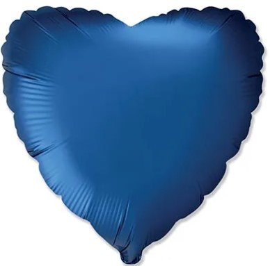 1204-1491 Шар сердце 45см Сатин Navy Blue