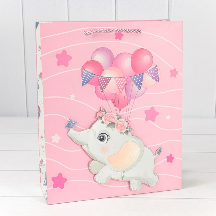 000328C Пакет подарочный с 3D аппликацией "Детский" (микс 328) 26*32*10 210г 1/20 1/240