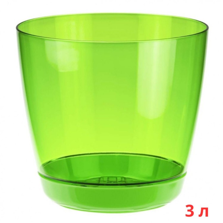 М3051/1	Кашпо ОРХИДЕЯ D180мм 3л с поддоном  Зеленый прозрачный