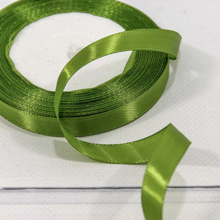 562-12/95 Лента Атласная Сатин 1,2см*25 ярд Тёмно-оливковый 1/10 1/120