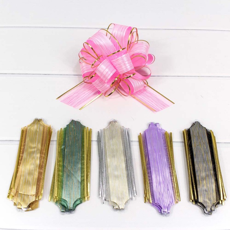 000594-50 Бант-шар "Граффити" 5 см с органзой и золотой полоской (микс) 1/50 1/1500