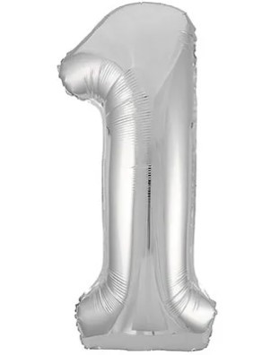 1207-3822 Шар цифра "1", 101см Металлик Silver