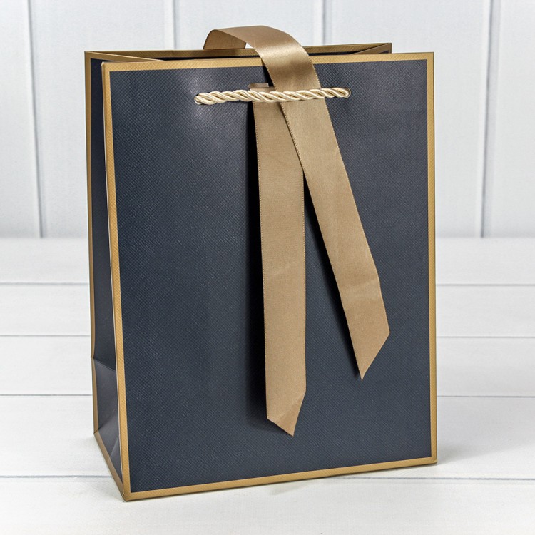 000502E/16 Пакет подарочный с лентой 18*23*10 210г Синий 1/10 1/160