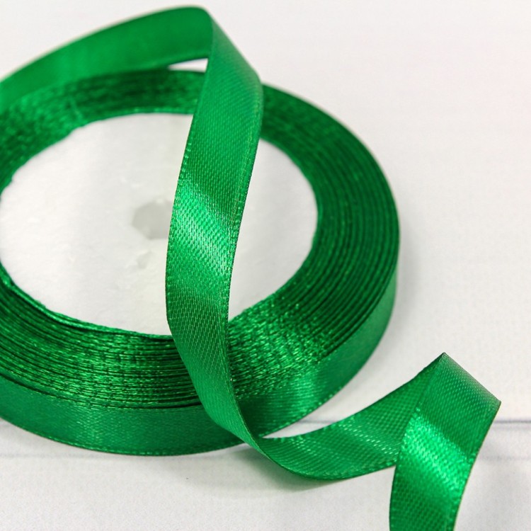 562-12/19 Лента атласная (сатин) 1,2 см*25 ярдов зеленый 1/10 1/120 