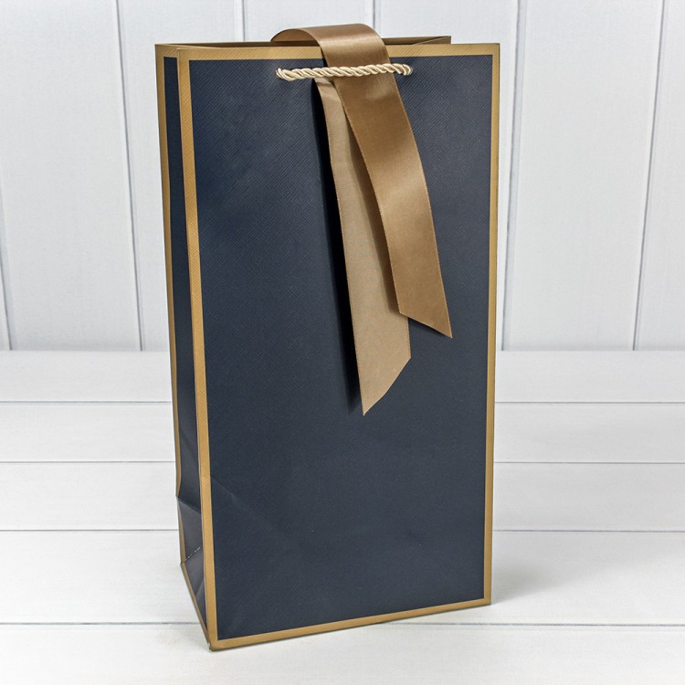 000502EM/16 Пакет подарочный с лентой 20*38*12 210г Синий 1/10 1/120