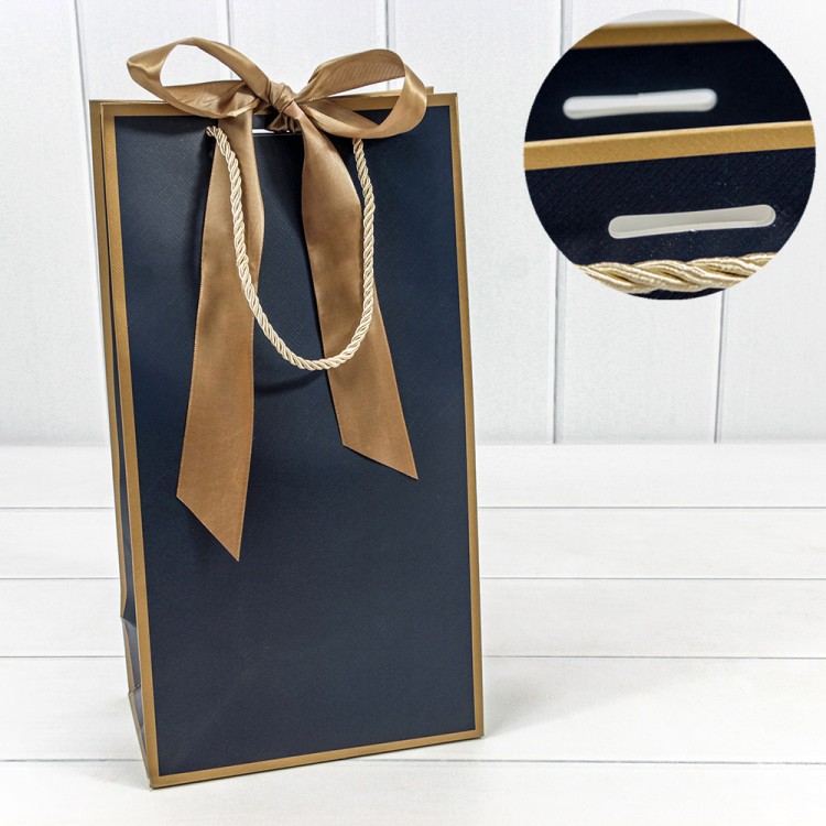 000502EM/16 Пакет подарочный с лентой 20*38*12 210г Синий 1/10 1/120