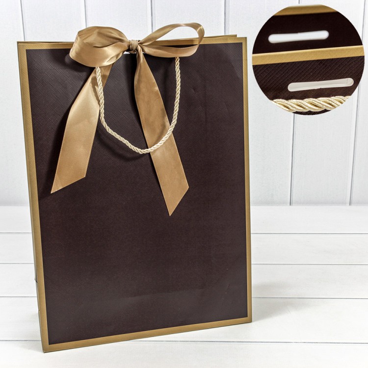 000503A/2 Пакет подарочный с лентой 31*42*12 210г Коричневый 1/10 1/80