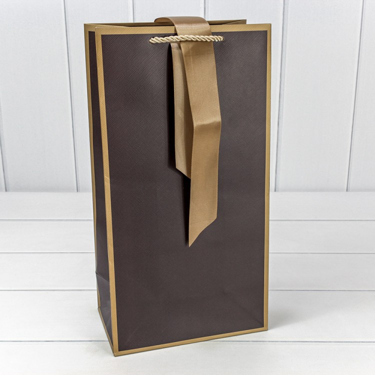 000503EM/2 Пакет подарочный с лентой 20*38*12 210г Коричневый 1/10 1/120