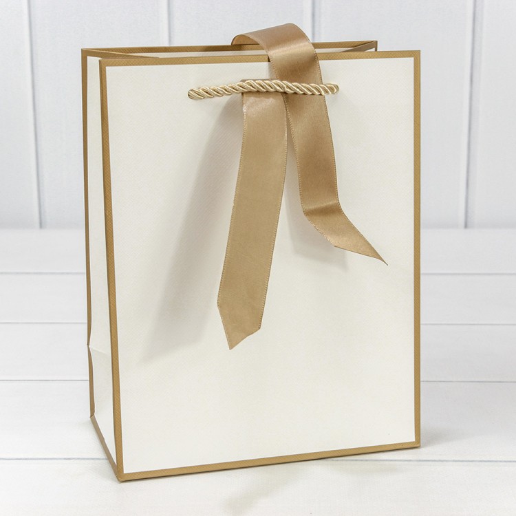 000504E/1 Пакет подарочный с лентой 18*23*10 210г Белый 1/10 1/160