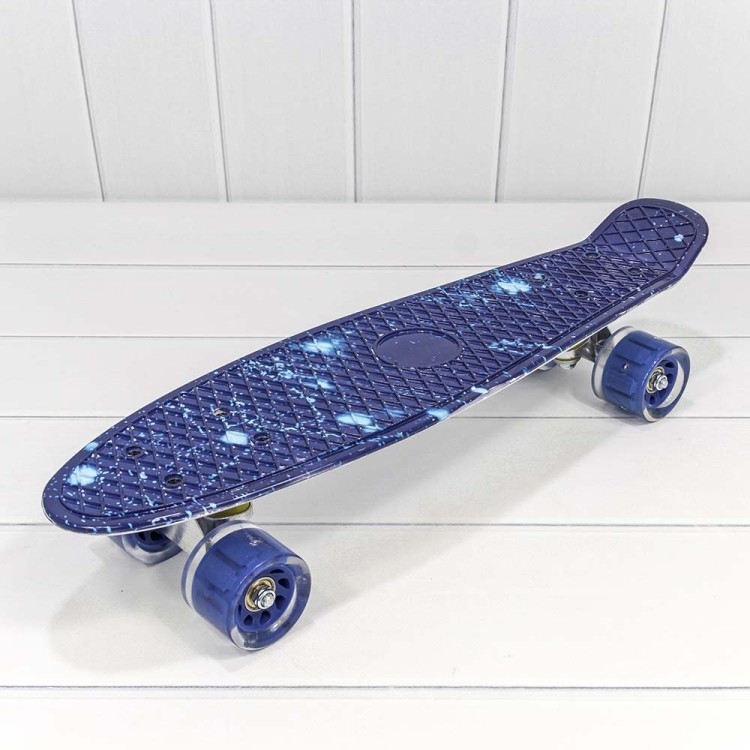 0001010-100 Скейтборд из пластика 56*14,5 со светящимися колесами с принтом (ассортимент) 1/8