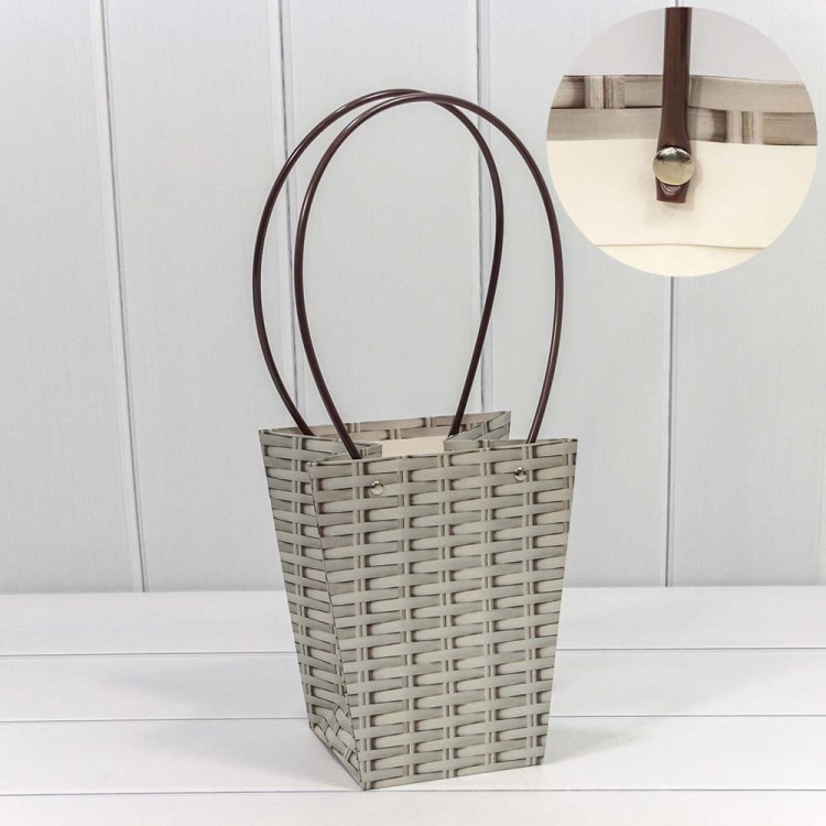 000171E/31 Пакет подарочный "Ваза для цветов" 20*17*12 "Плетёный" Серый 1/10 1/120